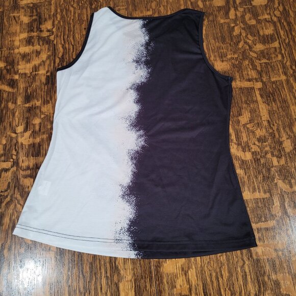 Edgy Sleeveless Top: Dancing Skeletons. Black and White. M. - Picture 3 of 8